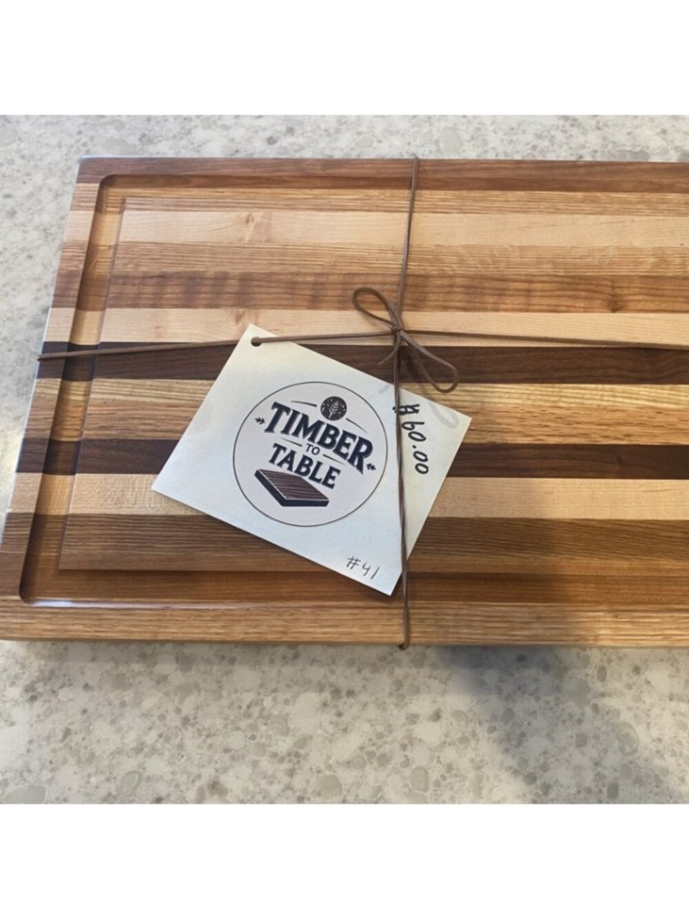 07.41 Handmade Walnut, Maple, Cherry & Oak Cutting Board 11.75” x 17.5”